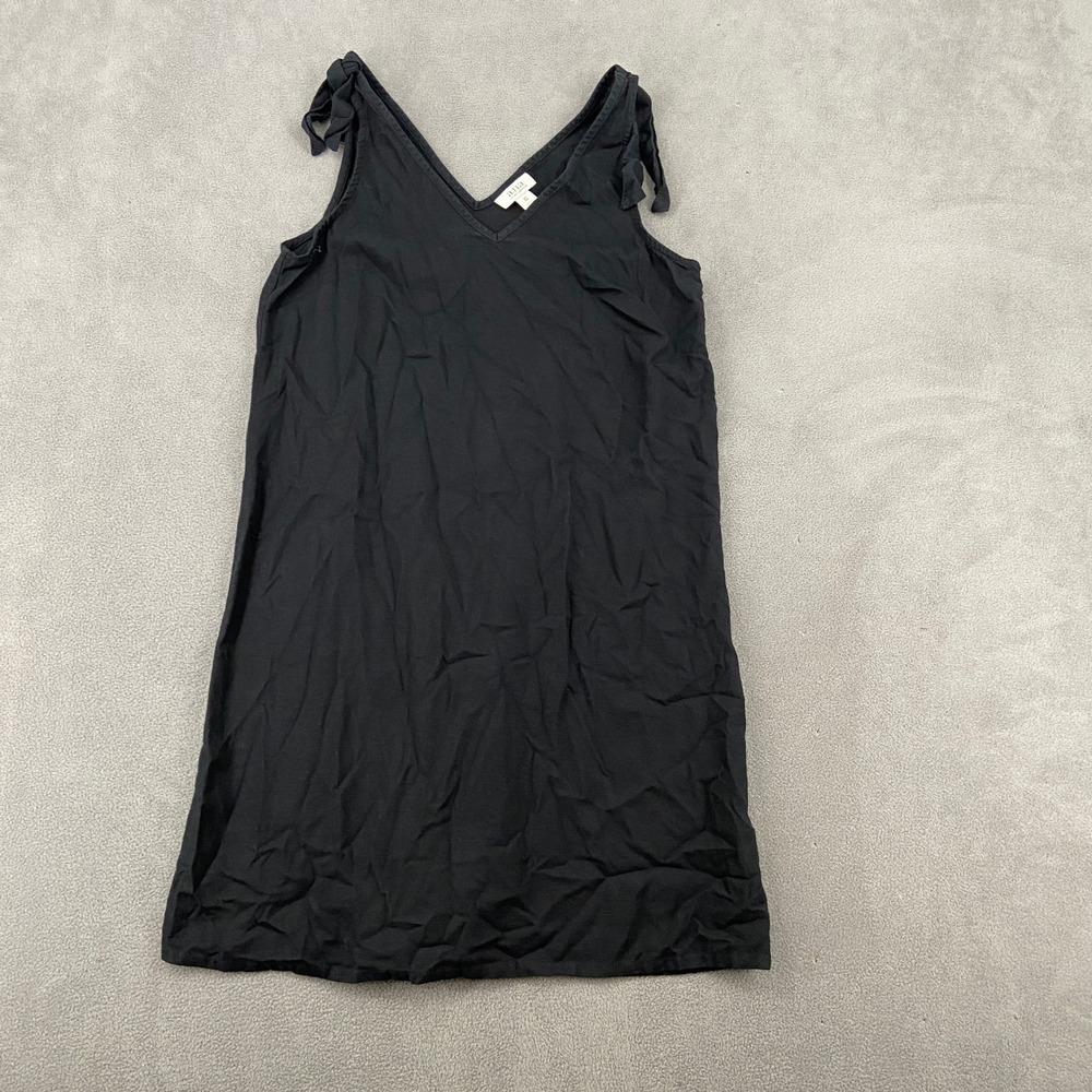 ana a new approach Black Tie Shoulder Linen Blend V-Neck Shift Mini Dress XS